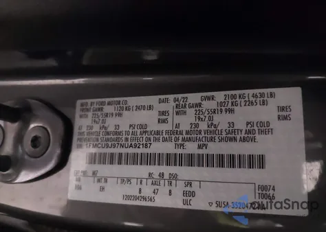 2022 Ford Escape Titanium from USA, damaged, VIN 1FMCU9J97NUA92187